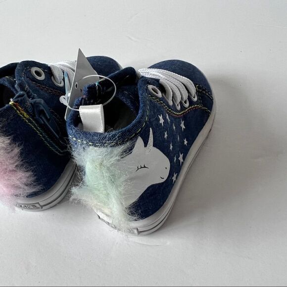 Carters Girls Bette Denim High Top Unicorn Sneakers Size 4 Toddler - Picture 4 of 8